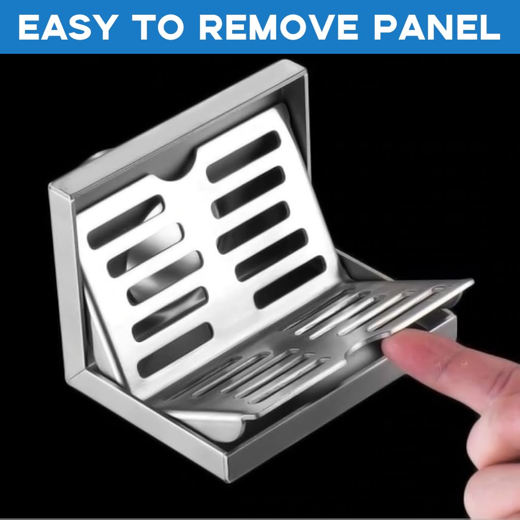 HASTHIP Stainless Steel Corner Floor Drain Cover 10 x 6.5cm for Shower and Balcony | Rust-Resistant Anti-Clog L-Shaped Design