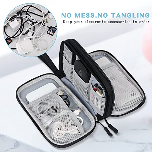 HASTHIP® 3 Layers Electronics Travel Small Organizer Bag,Waterproof Accessories Pouch Bag for Charger/Power Bank/Cables/Mouse/Earphone/Students -19x11x5.5cm(Black)