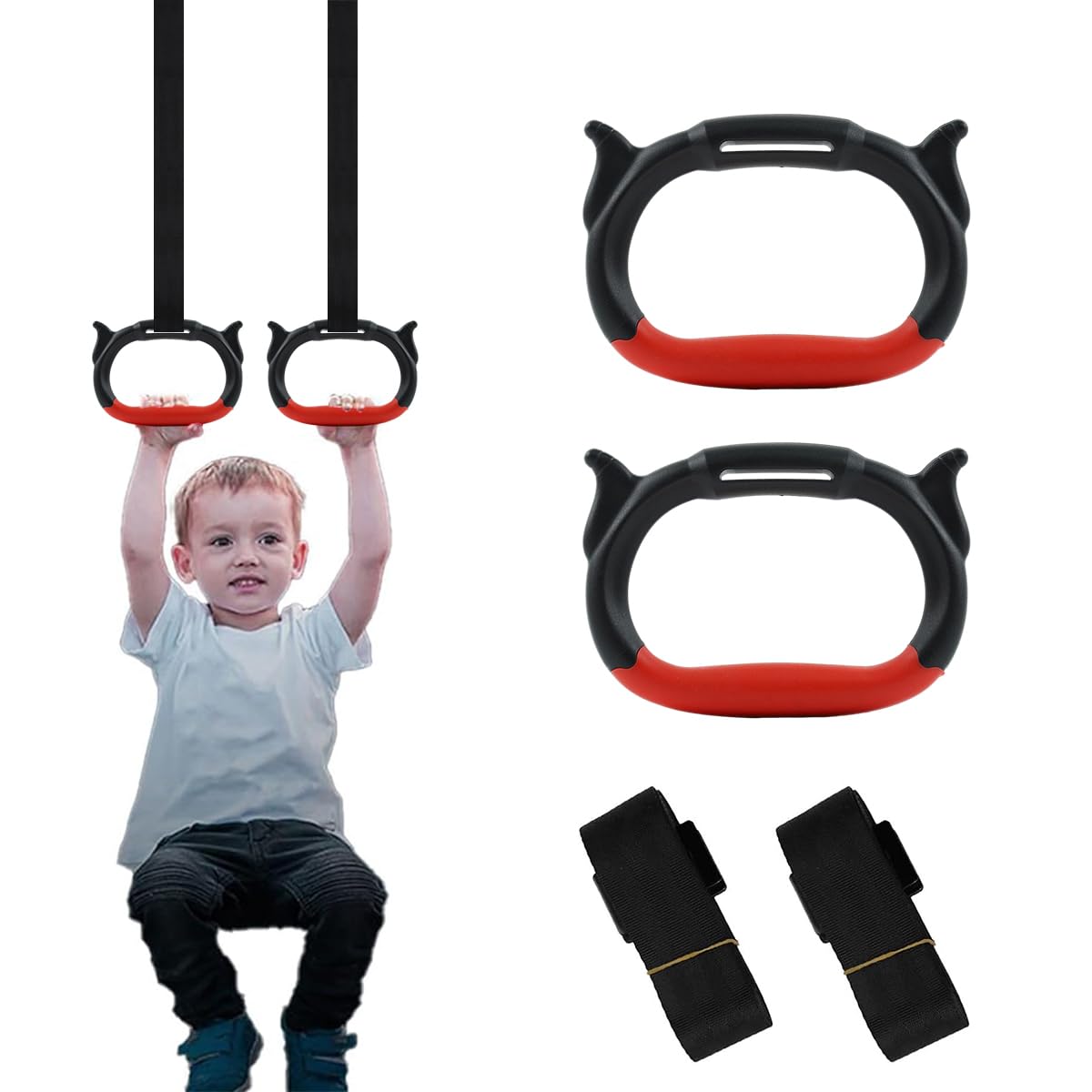 Proberos® Kids Gymnastic Rings One Pair of Gymnastic Rings for Home 3.3ft Adjustable Gymnastic Ring Heavy Duty Nylon Webbing Strap Max Loading 360Lbs Home Fitness Equipment for Kids