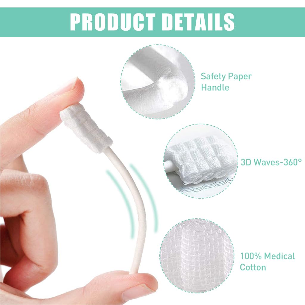 SNOWIE Soft Baby Oral Cleaning Swabs 30 pcs with Ergonomic Handle and Cotton Head for 0–24 Month Oral Care