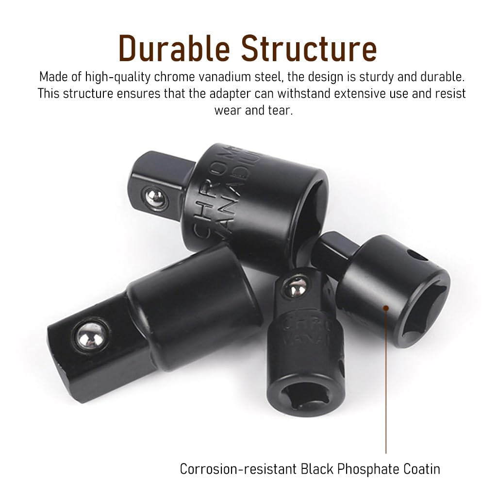 Serplex Socket Adapter and Reducer Set for DIY and Mechanics featuring 4PCS Spring Lock Chrome Vanadium Steel