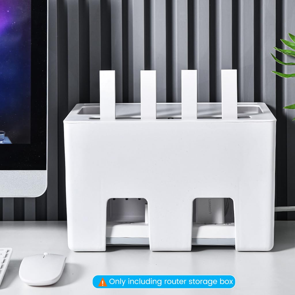 Verilux Router Stand Cable Organizer Box for Home and Office with Double Layer 31×21×20 cm | ABS Storage for Cables and Power Boards