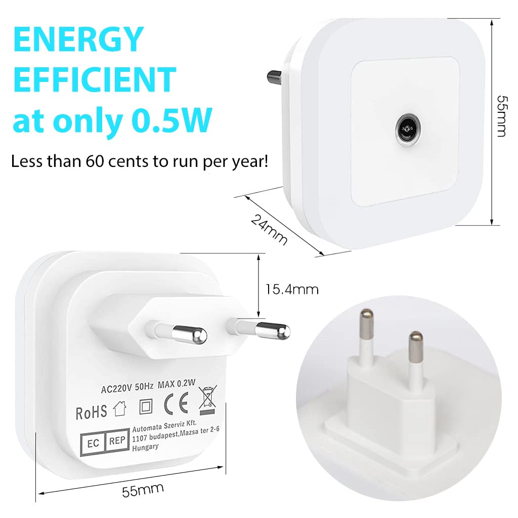 ELEPHANTBOAT LED Night Light for Home Use 4 Pack with Smart Light Induction and ABS Shade