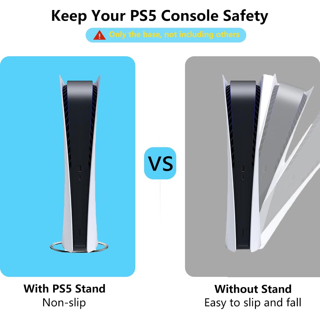 ZORBES PS5 Vertical Stand for Slim and Pro Consoles with Stainless Steel Ring Frame | Non Slip Space Saving Base
