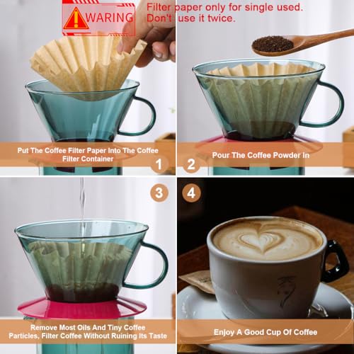 Supvox® 100 Counts Basket Coffee Filters Basket-Shaped Coffee Filter Paper for Drip Coffee Maker Natural Unbleached Coffee Filters Paper