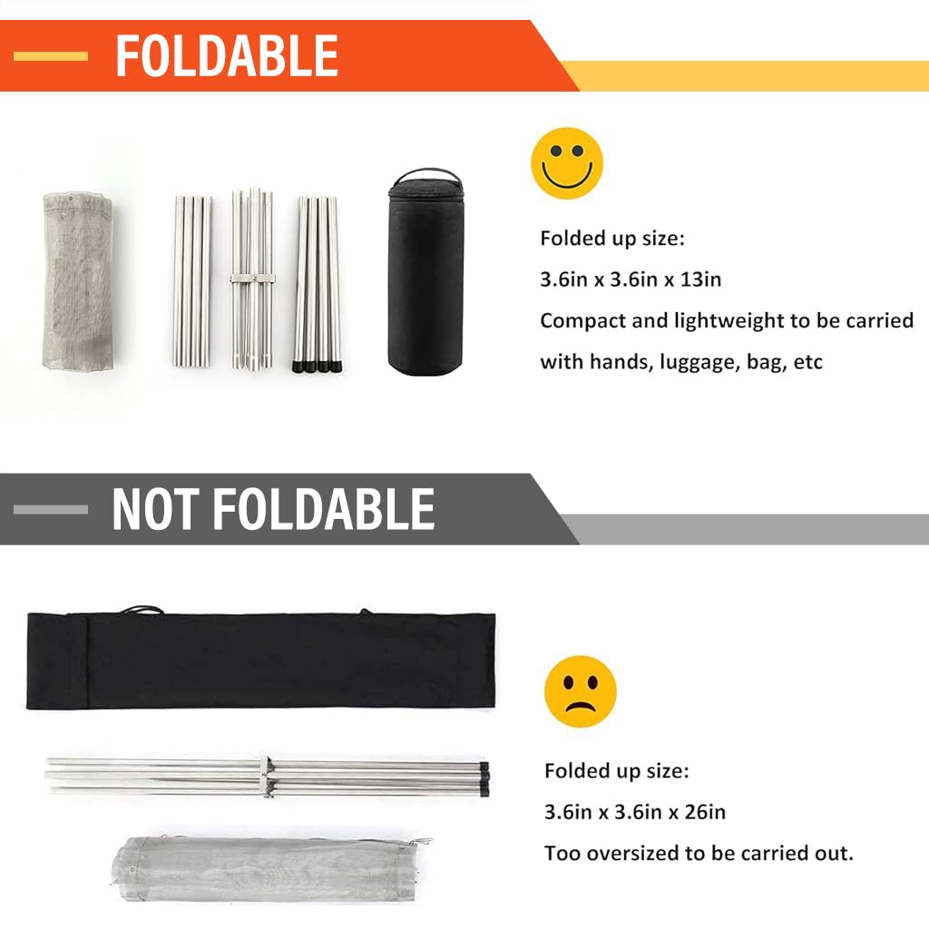 Proberos Portable Fire Pit for Camping with 3.6x3.6x13 in Foldable Design & 304 Stainless Steel Mesh