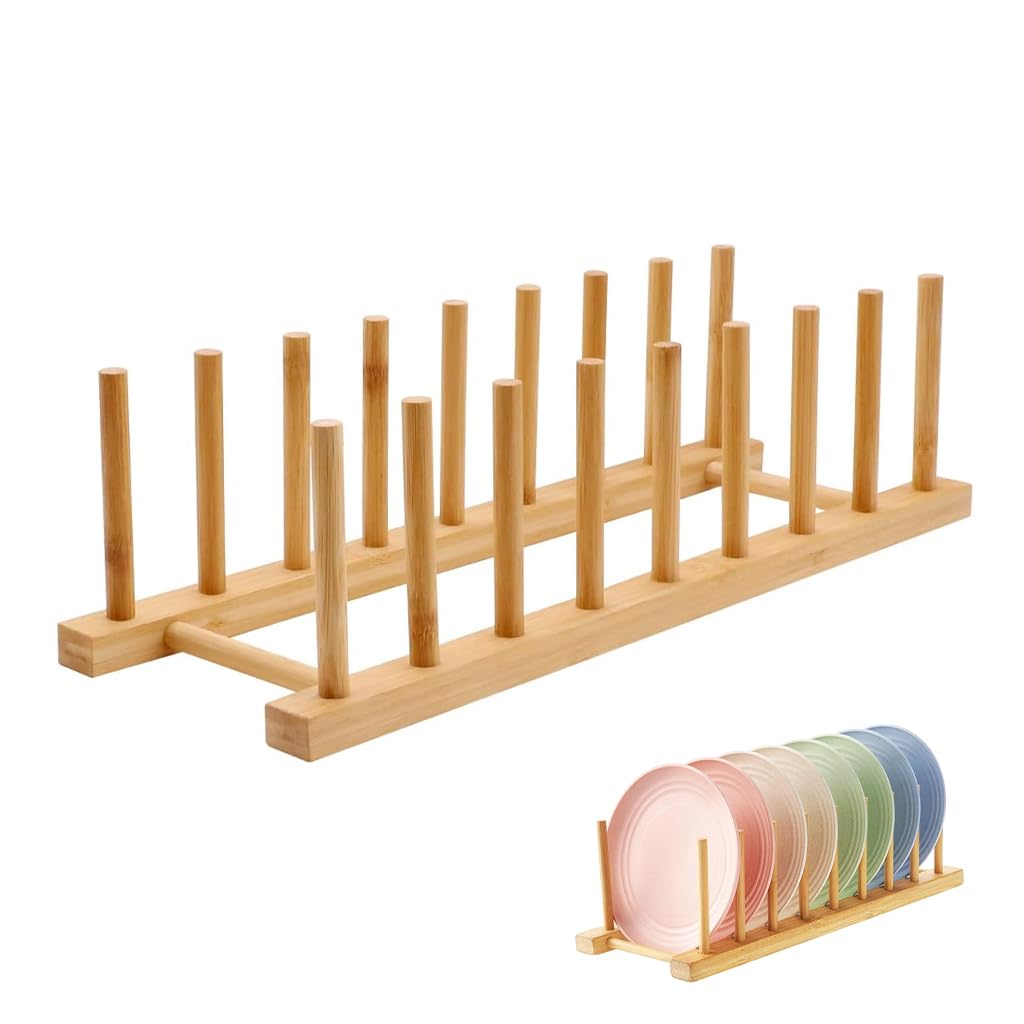 Zibuyu Bamboo Dish Rack for Kitchen Organization with Foldable Space Saving Design