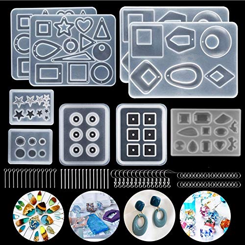 HASTHIP Earring Resin Moulds Kit for DIY Jewellery Making with 249pcs Accessories | Non Stick Silicone Moulds for Unique Handmade Gifts