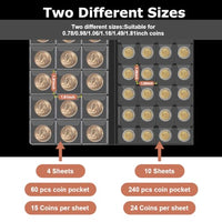 Climberty® Coin Collection Album - 300 Pockets Coins Display Storage Case, Collecting Sleeves Organizer Box for Coin Collections Supplies, Money Currency, Medal, Emblem, Badges, Stamp