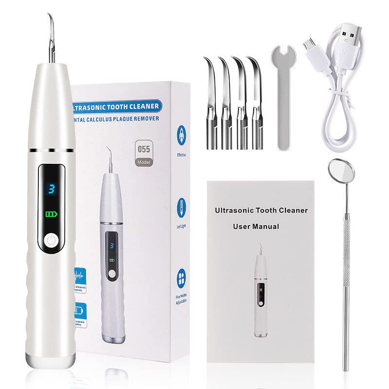 HANNEA Teeth Whitening Kit for Tartar Removal with LED Light and 4 Heads | USB Rechargeable