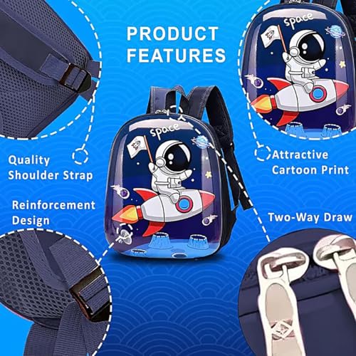 ZIBUYU® Little Kids Toddler Space Backpack, Deep Blue, Lightweight Waterproof School Bag for Boys & Girls Age 1-5, Cute Cartoon Preschool & Travel Backpack, Fits Lunchbox, Toys, Clothes, Snacks, Diapers