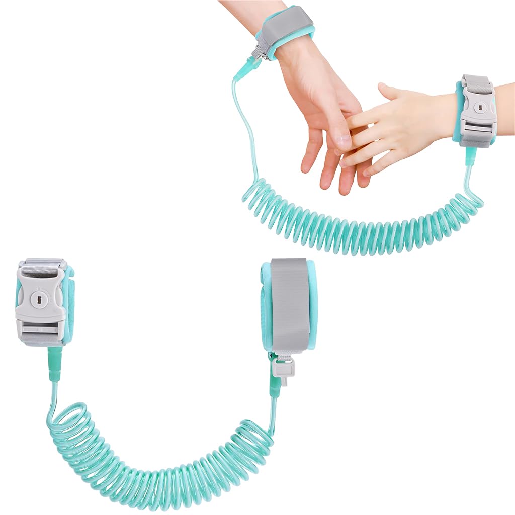 SNOWIE SOFT Kids Safety Leash for Travel with 6.6ft Adjustable Wrist Strap and Induction Lock | Green Stainless Steel Design