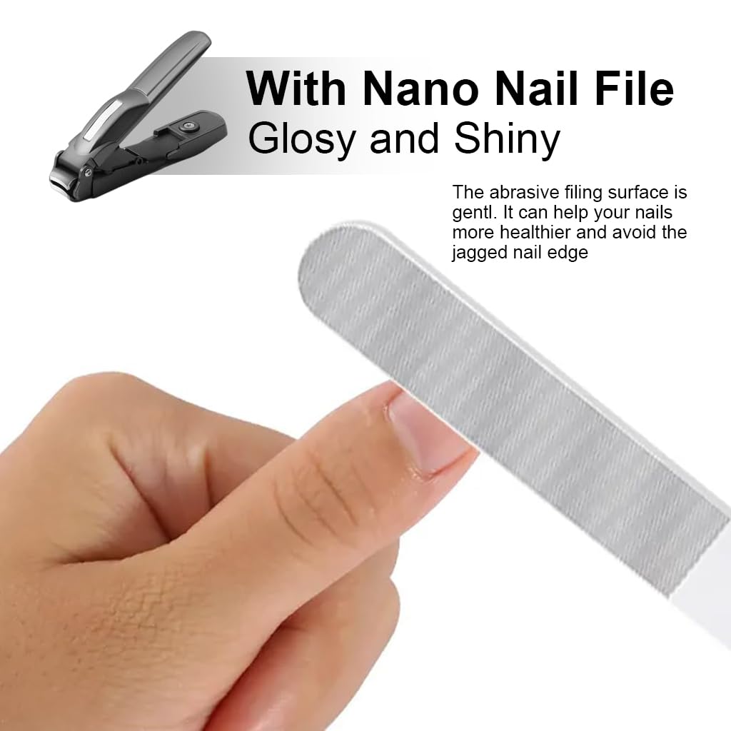 MAYCREATE Nail Cutter Set for Home and Travel with Wide Jaw and Nail Collection Bin | Stainless Steel Clippers and File in Storage Case