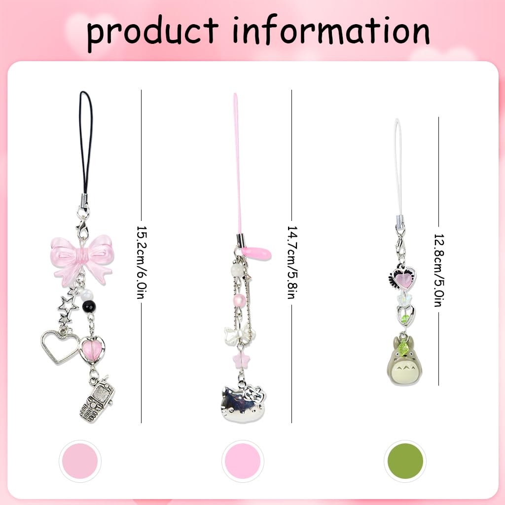 ZORBES Butterfly Pendant Phone Charms for Bags and Keychains 3 pcs Set with Hanging Loop | Acrylic Jewelry for Girls