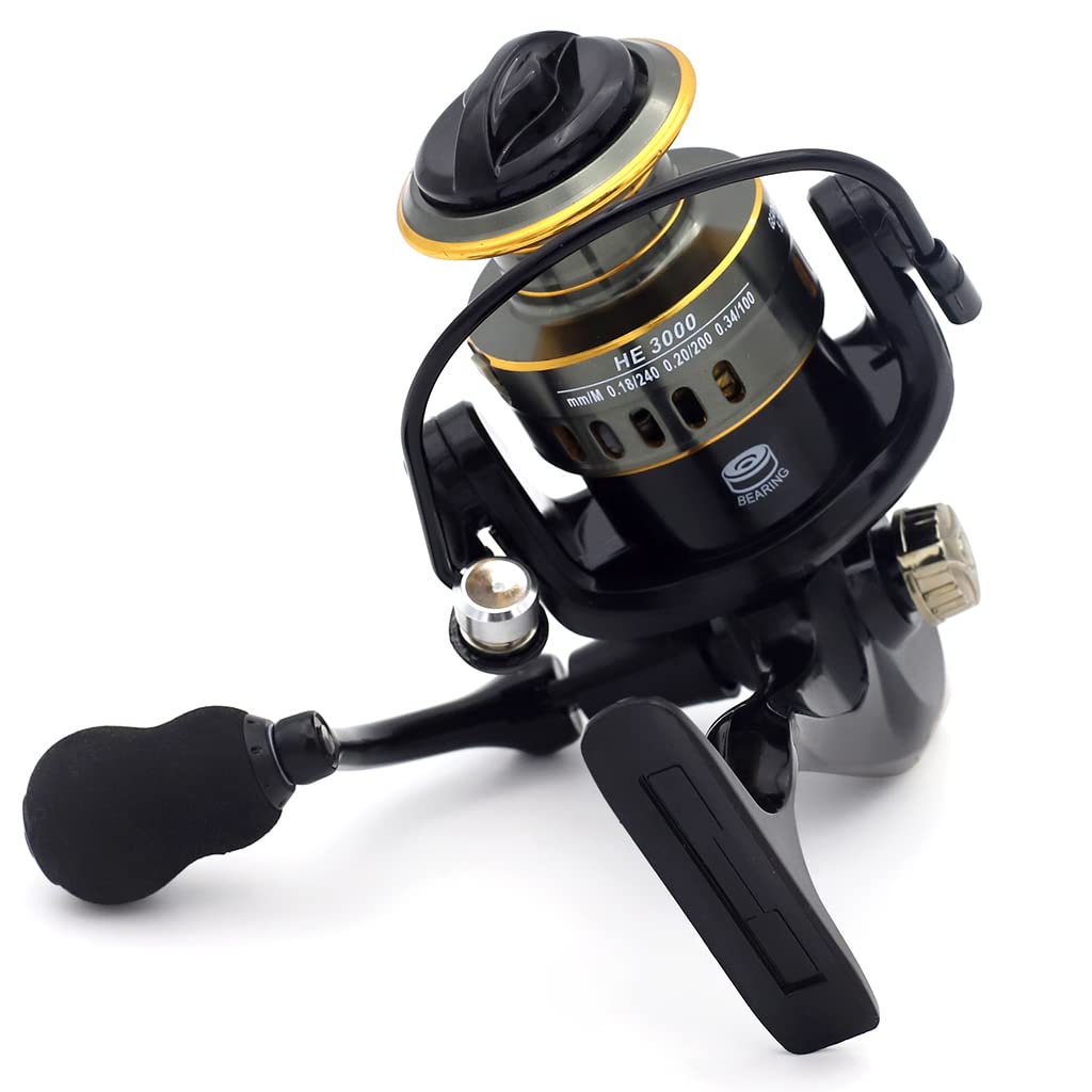 Proberos® Spinning Fishing Reel Heavy Duty Metal Spinning Fishing Reel Left/Right Interchangeable Metal Shaft Handle Smooth 11BB 5.2: 1 Gear Ratio for Inshore Boat Rock Freshwater Sea Fishing