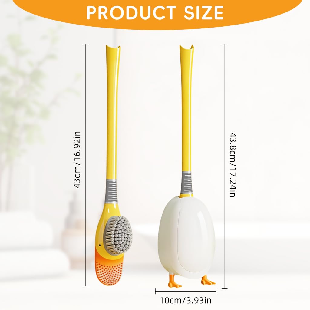 HASTHIP Toilet Brush with Built-in Soap Dispenser and Double-Sided Bristles | Yellow Duck Holder