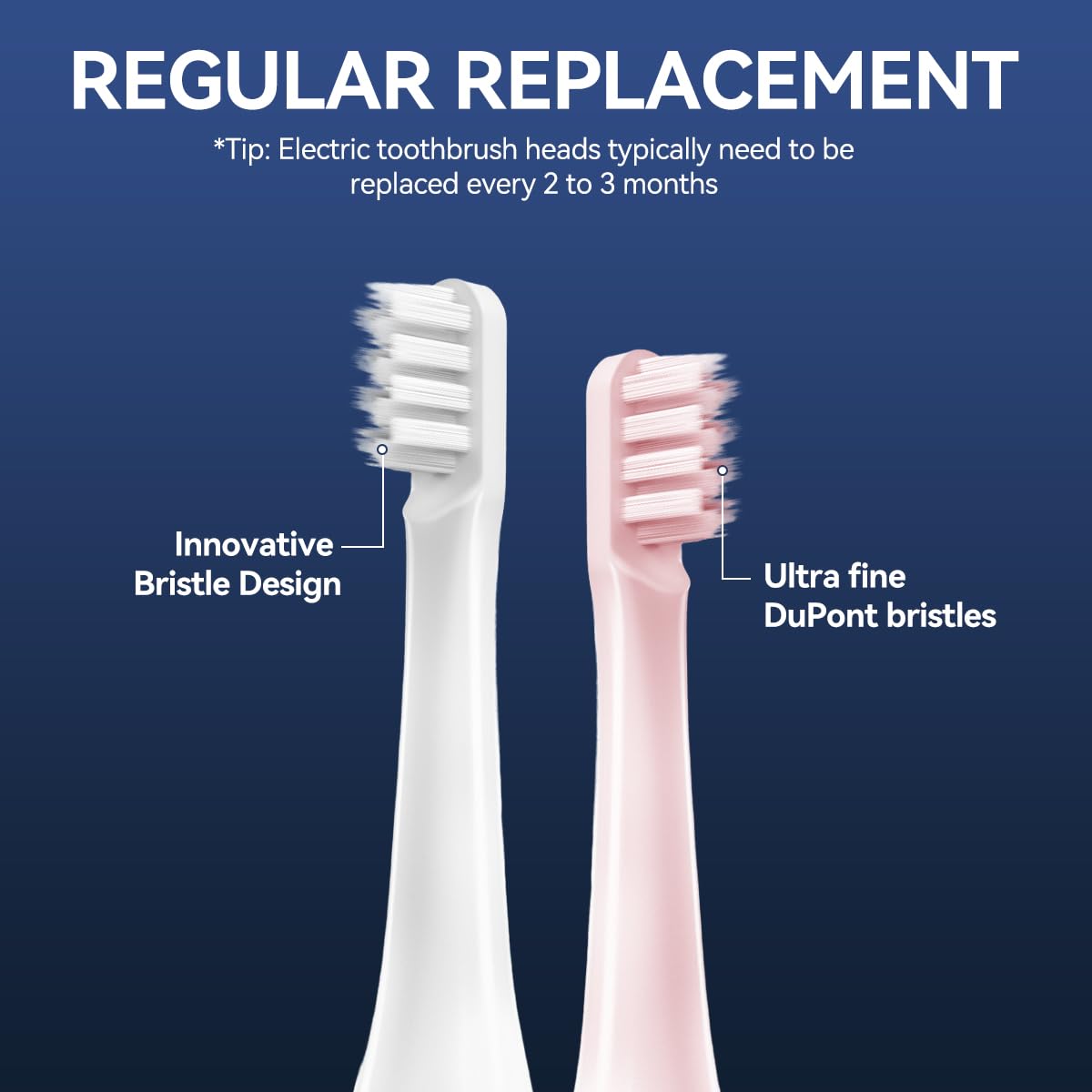 ZIBUYU Toothbrush Heads for Mijia Mi Home T100 MES603 featuring Ultra Fine DuPont Bristles | 5pcs Set for Sensitive Teeth