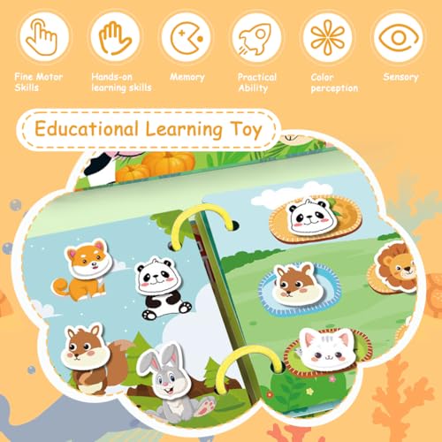 SNOWIE SOFT® Montessori Busy Books for Kids, Autism Sensory Educational Toys, 48 Themes Busy Book for Toddlers 1-3 Boys