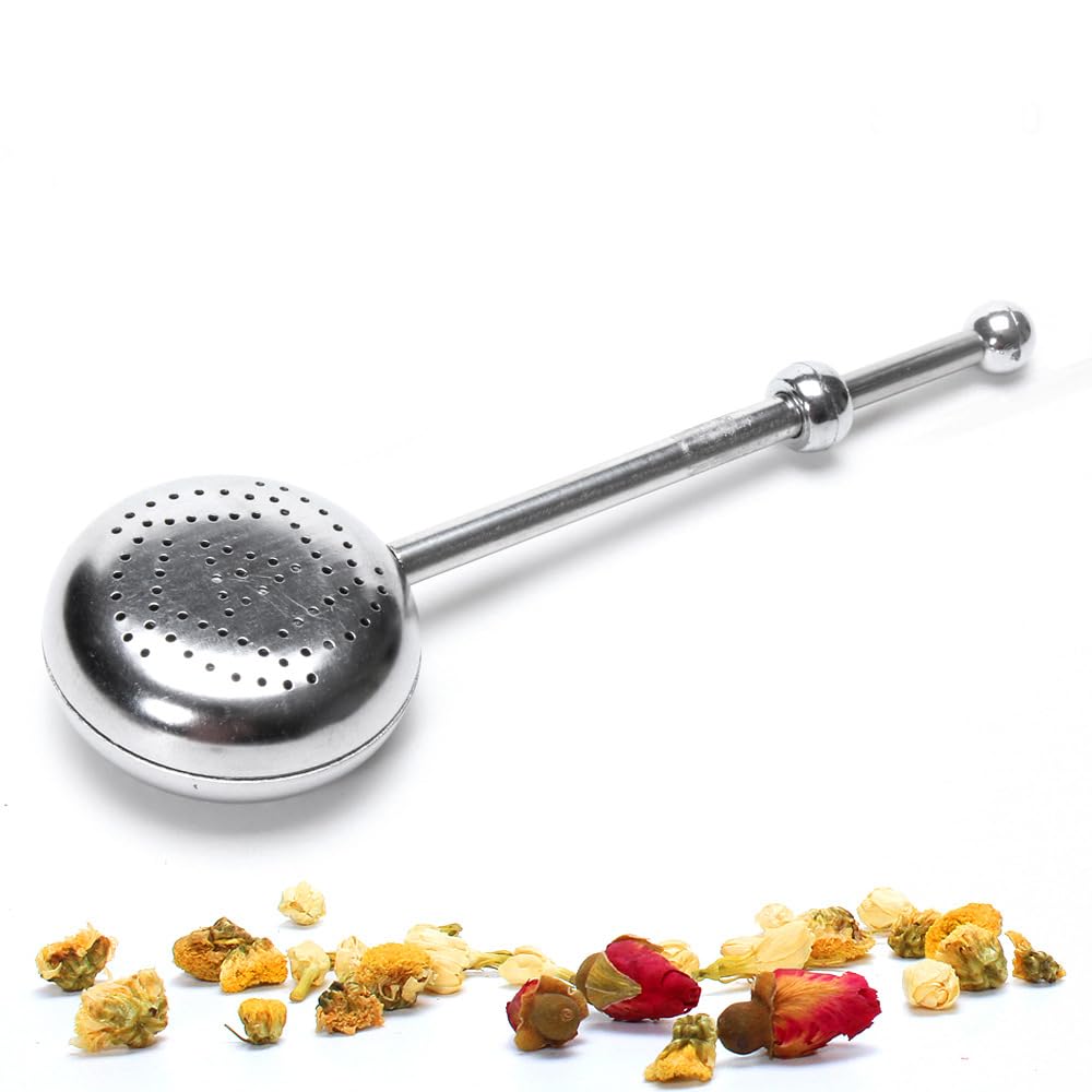 Supvox® Tea Infuser 304 Stainless Steel Tea Strainer with Lift Chain & Tray Tea Filter for Loose Tea, Chamomile, Green Tea Loose Leaves 2.1 inches Fine Mesh Strainer for Teapots, Cups, Mugs