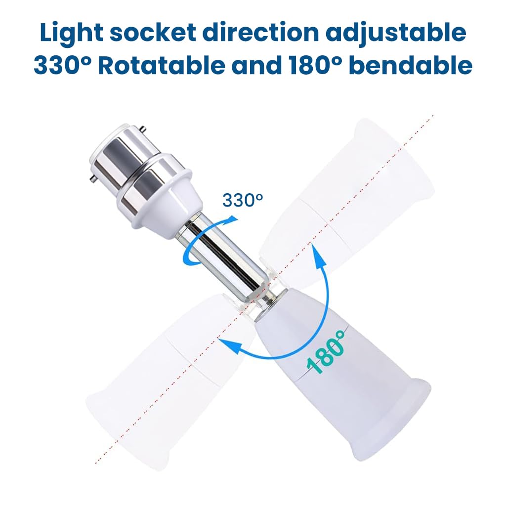 ELEPHANTBOAT B22 to E27 Light Socket Converter for LED CFL Halogen Bulbs | 360° Rotatable 3PCS