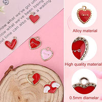 MAYCREATE® 50Pcs Enamel Charms for Jewellery Making Heart Shaped Pendants Set Mixed Bulk Metal Earring Charms Necklace Bracelet Charms for Jewelry Making and DIY Crafting