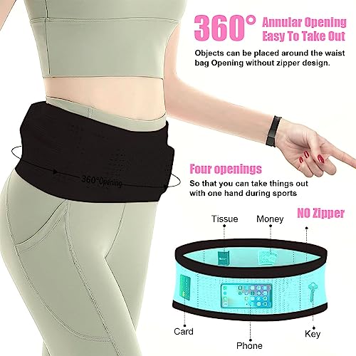 PALAY® Slim Running Belt Bag with Hook Elastic Open Waist for Phone Keys Earbuds Large Capacity Pack Workouts Exercise Cycling Travel 2PCS