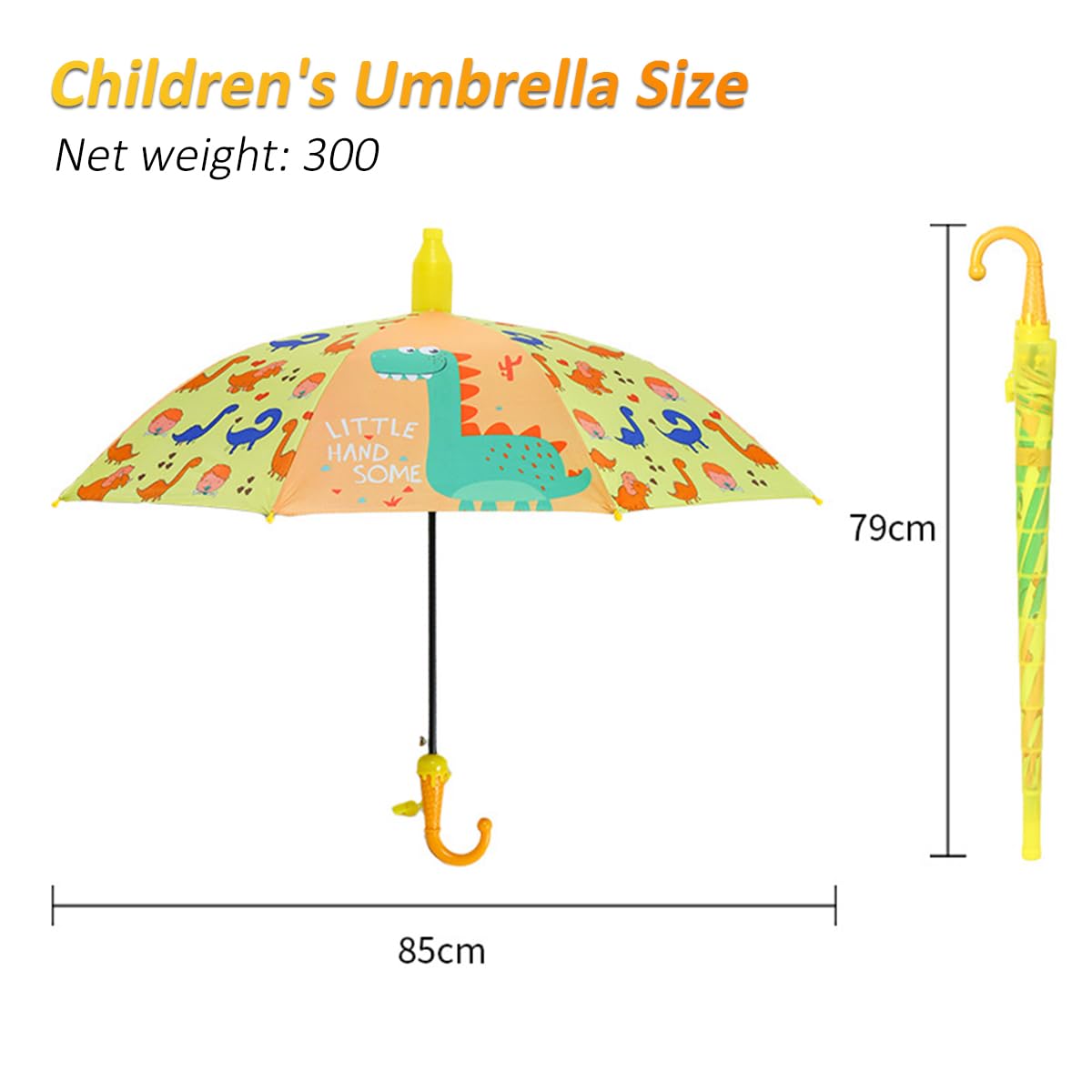 PATPAT® Kids Umbrella for Sun & Rain UPF 50+ Black Coating Lining Design Strengthed 8-Ribbed Windproof Umbrella Travel Lightweight Umbrella for Kids Cartoon Dinosaur Print Umbrella