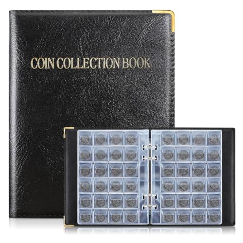 OFIFO® Coin Album, Coin Collection Book with 360 Compartments with 2 Sizes, Old Coins Currency Collection Album PVC Anti-scratch Zip Up Coin Storage Book Valued Token Coin Display Organizer Book