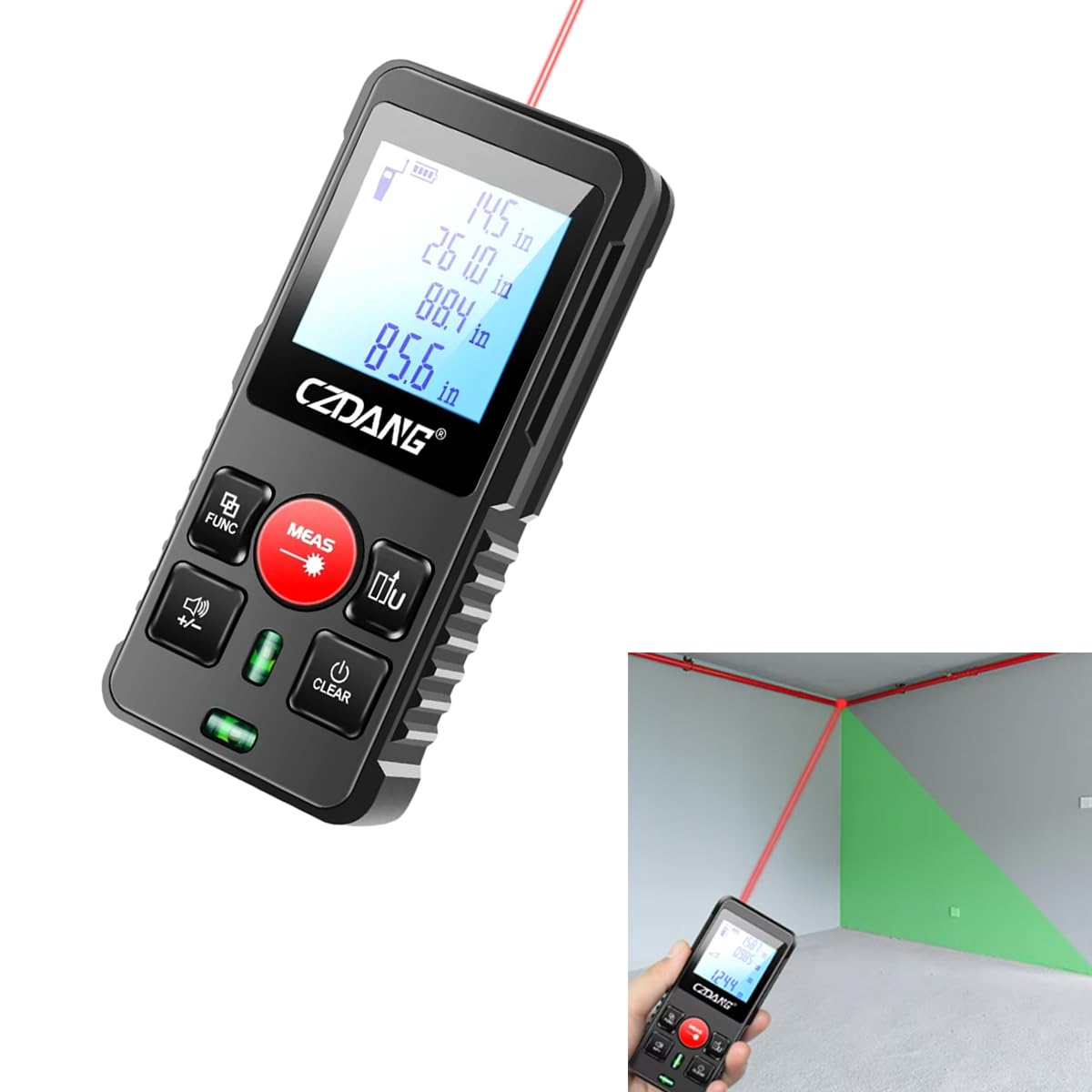 Serplex Laser Distance Measurer 120m for Construction with Dual Bubble Level | LCD Backlit Display