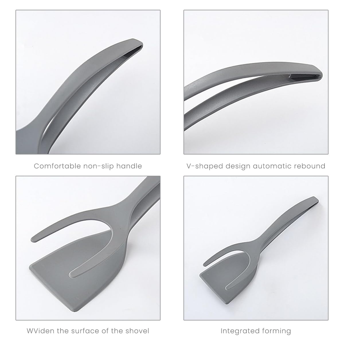 Supvox Fish Turner Clip Pan Spatula for Cooking with 2 in 1 Grip and Flip Design | Heat Resistant Silicone Utensil