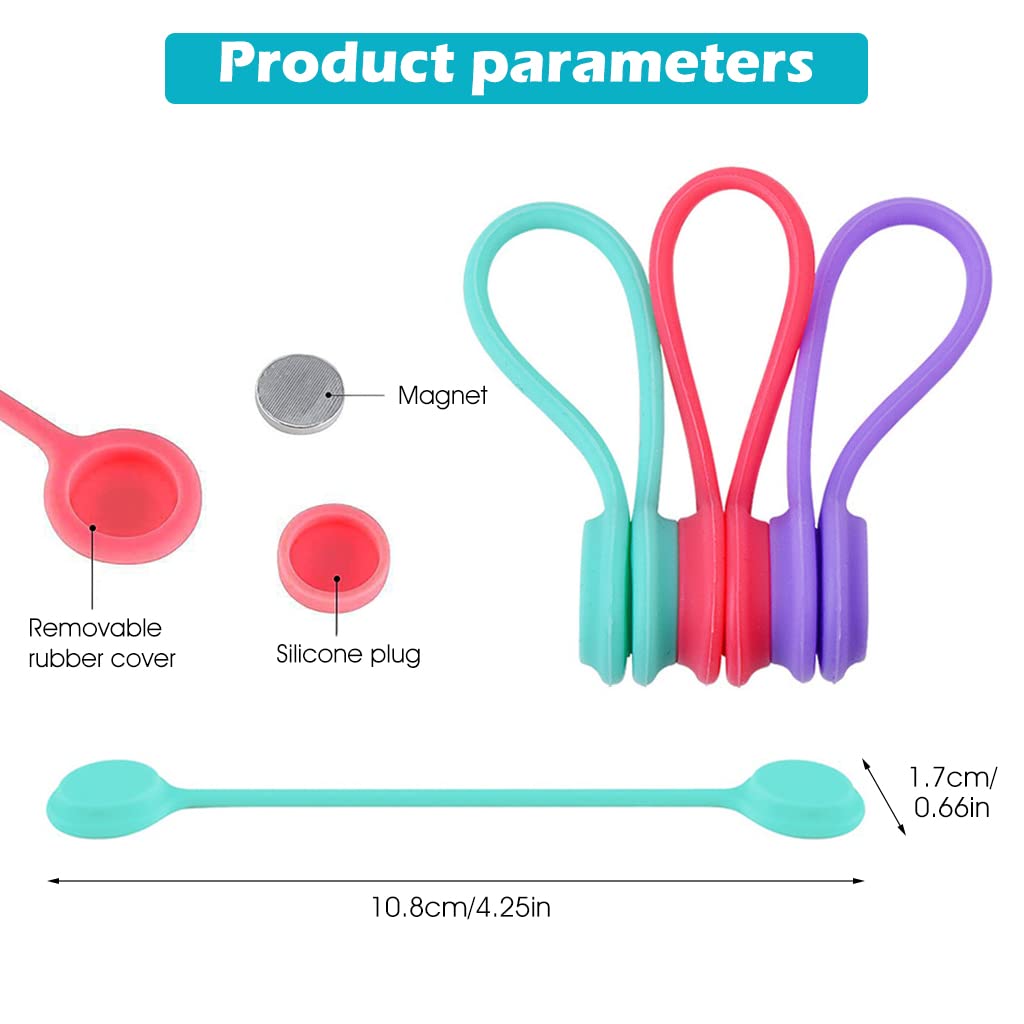 ZIBUYU Cable Organizer for Desk with Magnetic Catch and Flexible Silicone | 3 Pcs Set