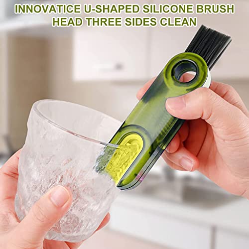 ZIBUYU® 3 in 1 Bottle Cleaning Brush Gap Cleaning Brush Lid Cup Cleaning Water Bottle Cleaning Brush Multipurpose Cleaning Brush for Sliding Window Rail, Crevice, Kitchen - 3 Pcs