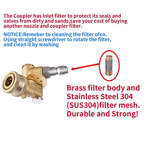 HASTHIP® Heavy Duty 240 Degree Nozzle for Pressure Washers with 7 Angles and Safety Lock, 1/4 Brass Quick Connecting Pivoting Coupler Attachment for Cleaning Hard to Reach Area Max 4500 PSI