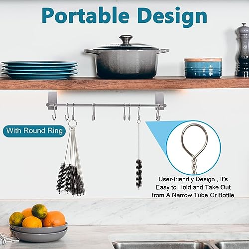 HASTHIP® 36PCS Straw Cleaner Brushes 8 Inch Tube Cleaning Brush Nylon Pipe Kit for Sippy Cup Tumbler Water Bottle Drinking Black