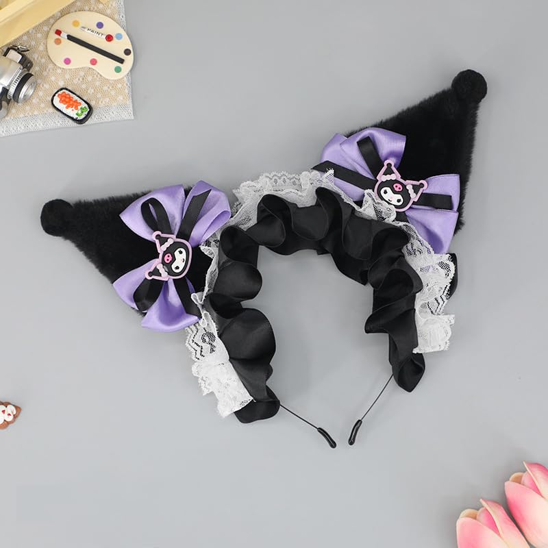 PATPAT Kuromi Headband for Girls featuring Kawaii Cat Ears and Bow | Cosplay Party Accessory