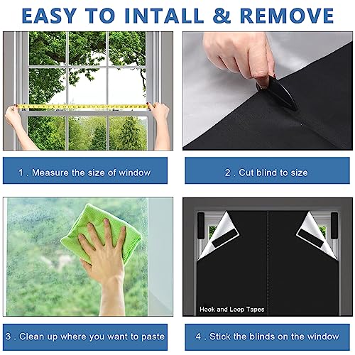 HASTHIP® Portable Blackout Shades Blinds for Windows 118 x 57 Blackout Material for Perfect Sleep Baby Nursery Travel or Office Use Light and UV Blocking Insulated Cooling Effect 3 PCS