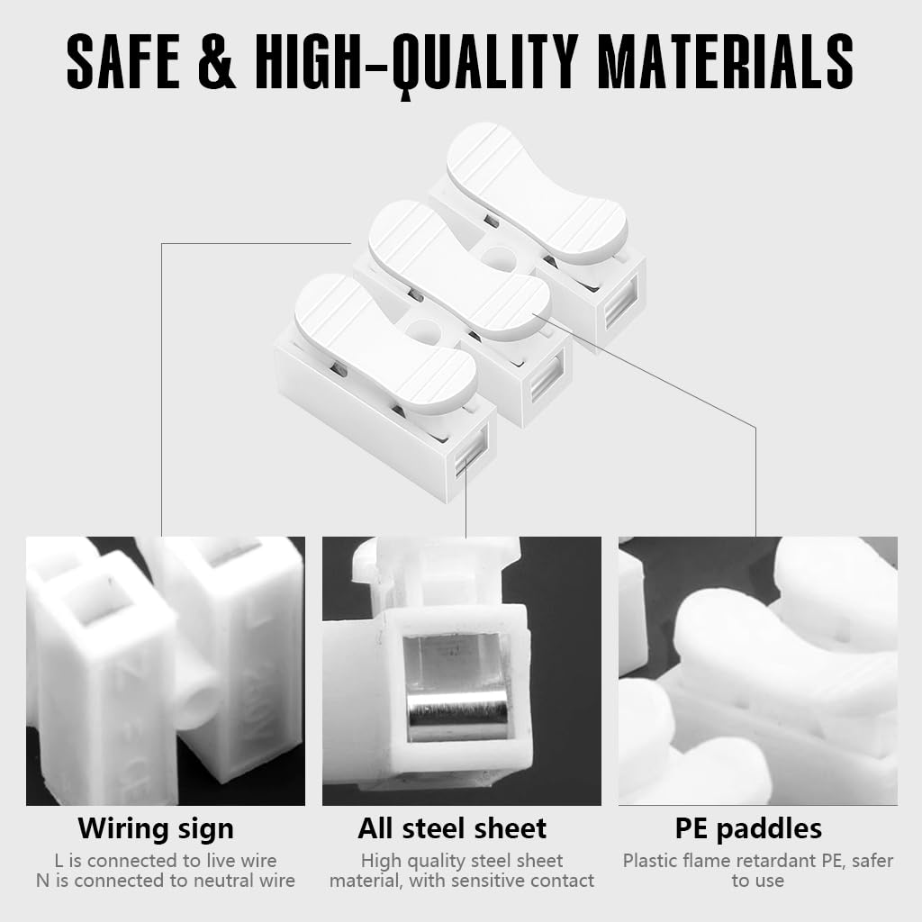 Serplex Wire Connector Set for Electrical and LED Wiring featuring 100Pcs Spring Lock Terminals