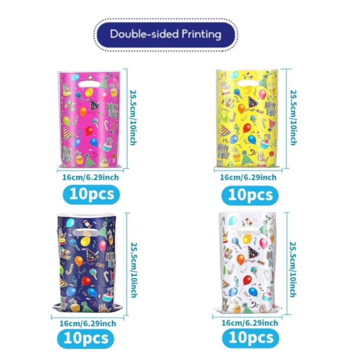 Zibuyu Gift Bags Medium Size for Party Return Gifts with 40pcs 16.3×25.5cm Foil Design | Kids & Adults