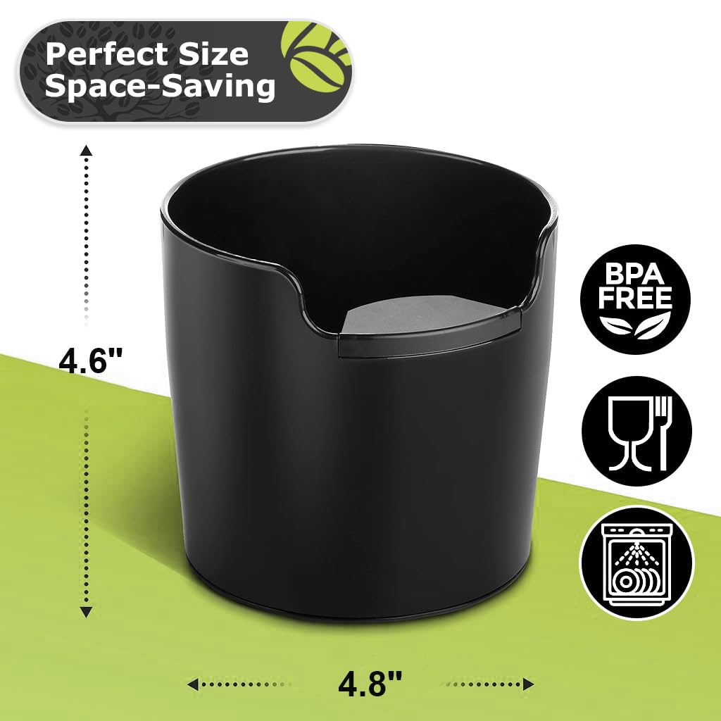 Supvox Coffee Grounds Catcher Knock Box for Espresso Use with Knock Pad 12x11.5cm | Easy Clean Plastic Accessory