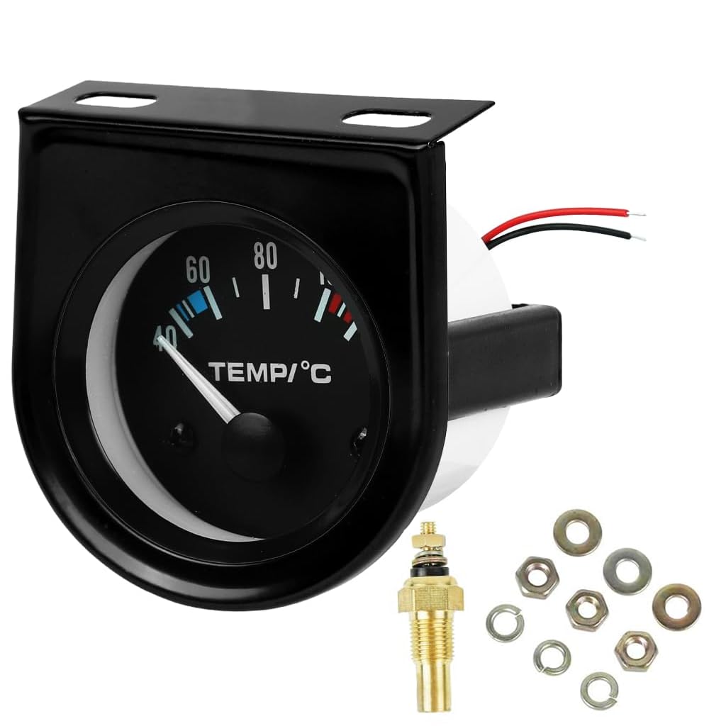 STHIRA Water Temp Gauge for Cars with Probe Sensor and Mechanical LED Dial | 2in 40–120°C Range