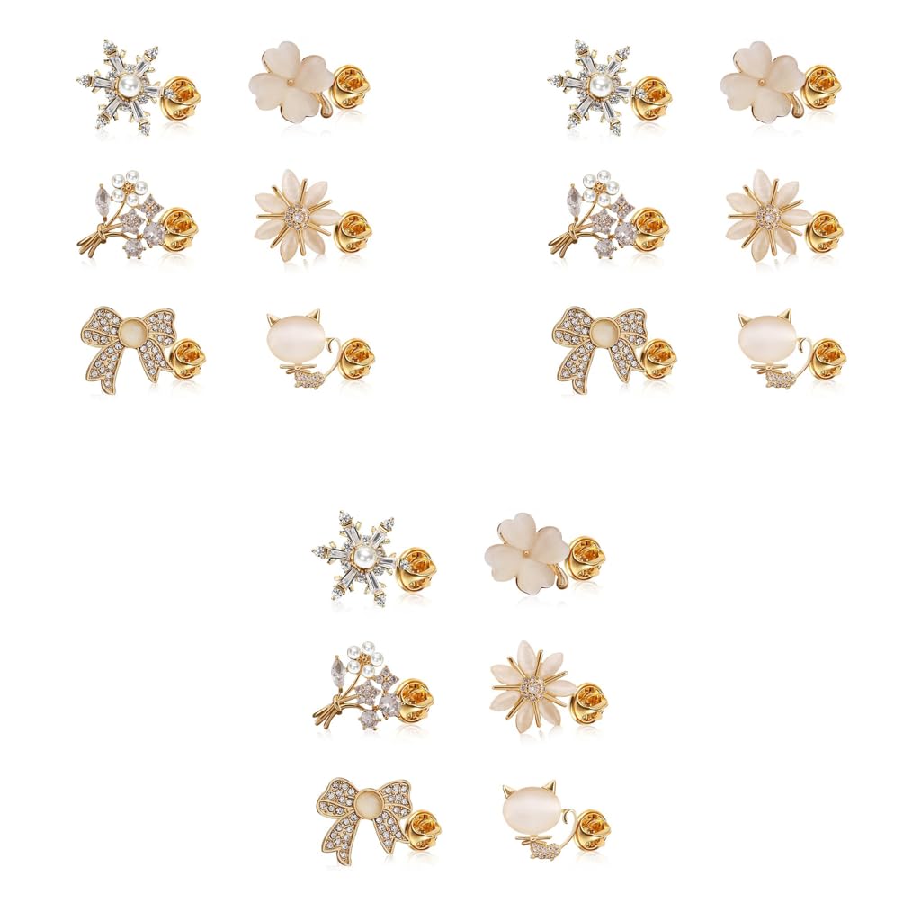 SANNIDHI® 18PCS Shirt Brooch Pin Saree for Women Pearl Buttons Rhinestone Cover Up Safety Pins Shawl Sweater Jewelry Set Gift Girls