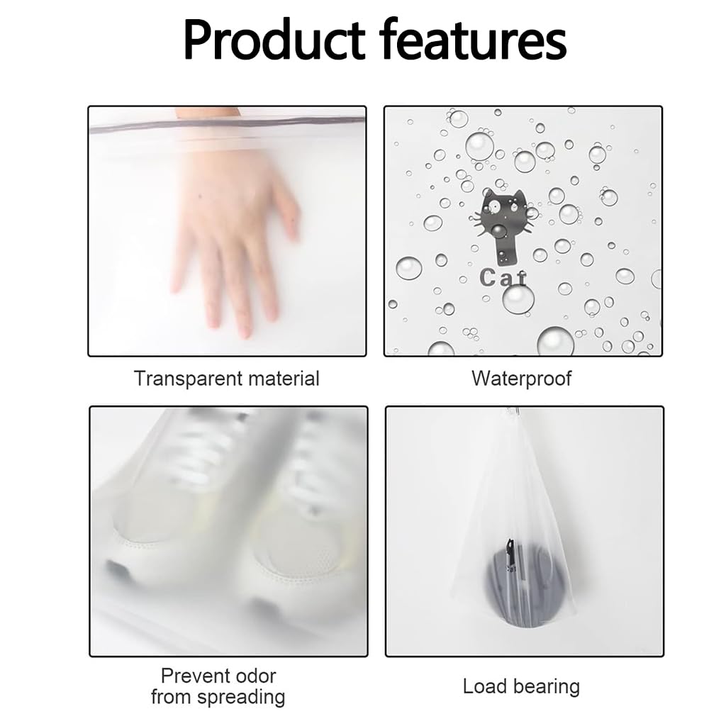 ZIBUYU Clear Drawstring Shoe Bags for Travel with Waterproof PE 30x35cm | Unisex Dustproof Storage