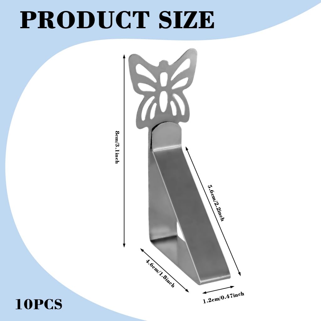 HASTHIP Butterfly Tablecloth Clips for Outdoor Picnic and Party | 10Pcs Stainless Steel Windproof Holders