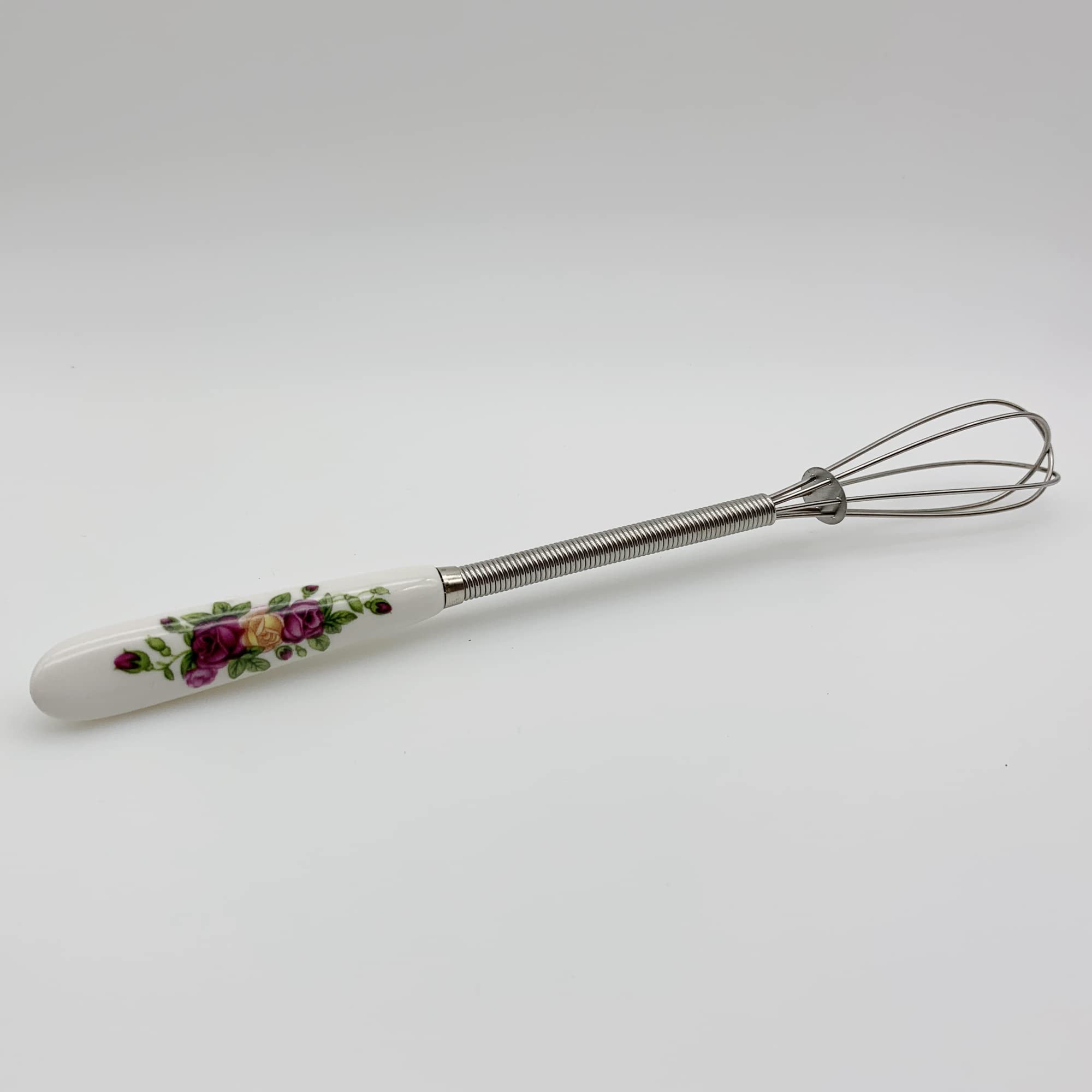 ZIBUYU Hand Whisker for Kitchen with Ceramic Handle featuring Metal Spring Rod | 7 inch Stainless Steel Mini Whisk