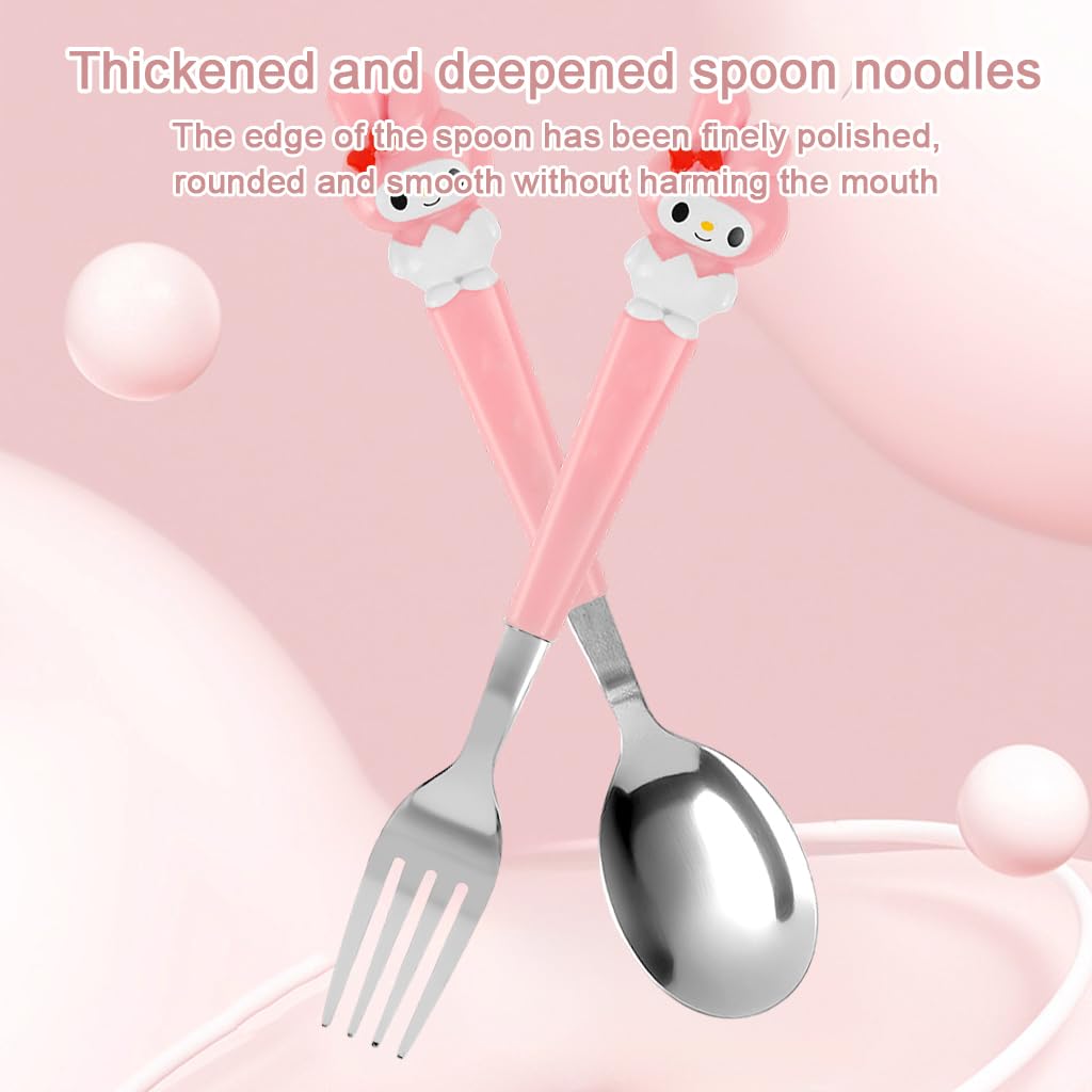 Supvox Cute Cutlery Set for Lunch Box with Storage Case featuring 7.87 in Utensils | Food Grade Stainless Steel for Kids