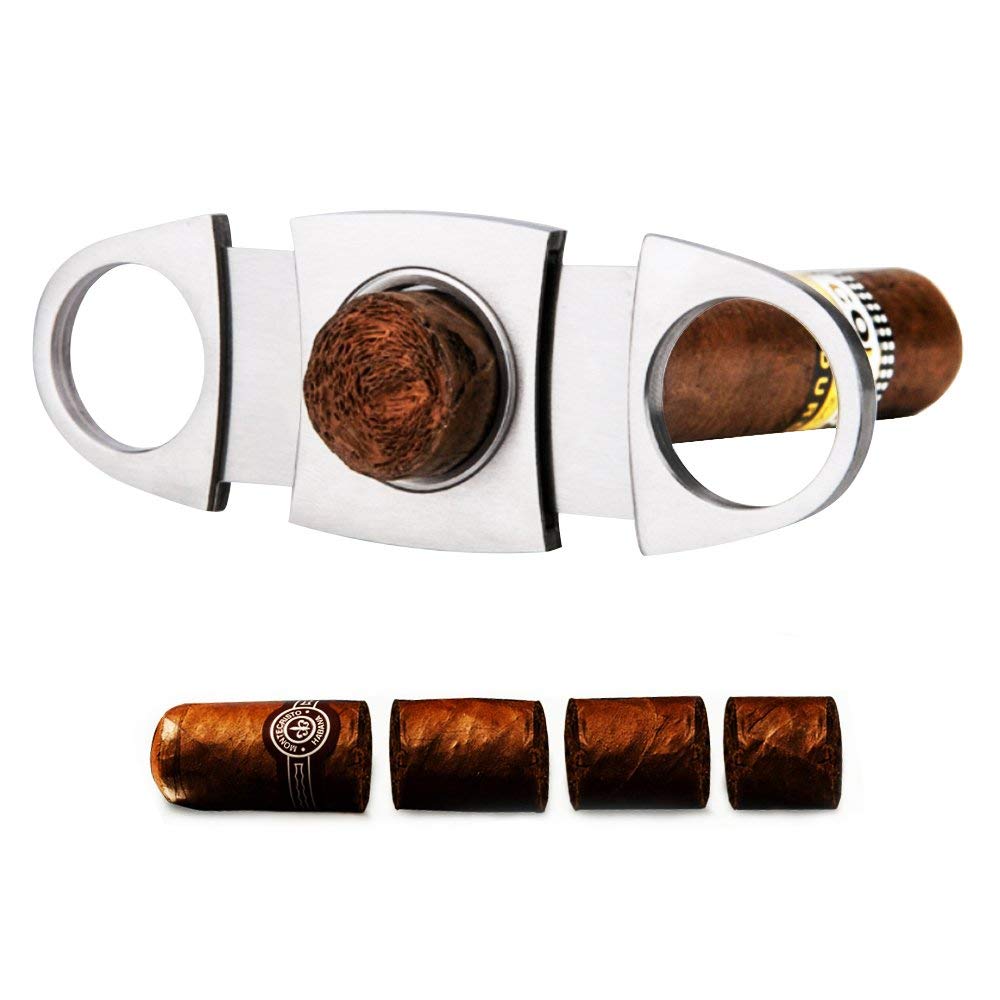 HASTHIP Pocket Cigar Cutter with Double Guillotine Blades | Stainless Steel 3PCS Set