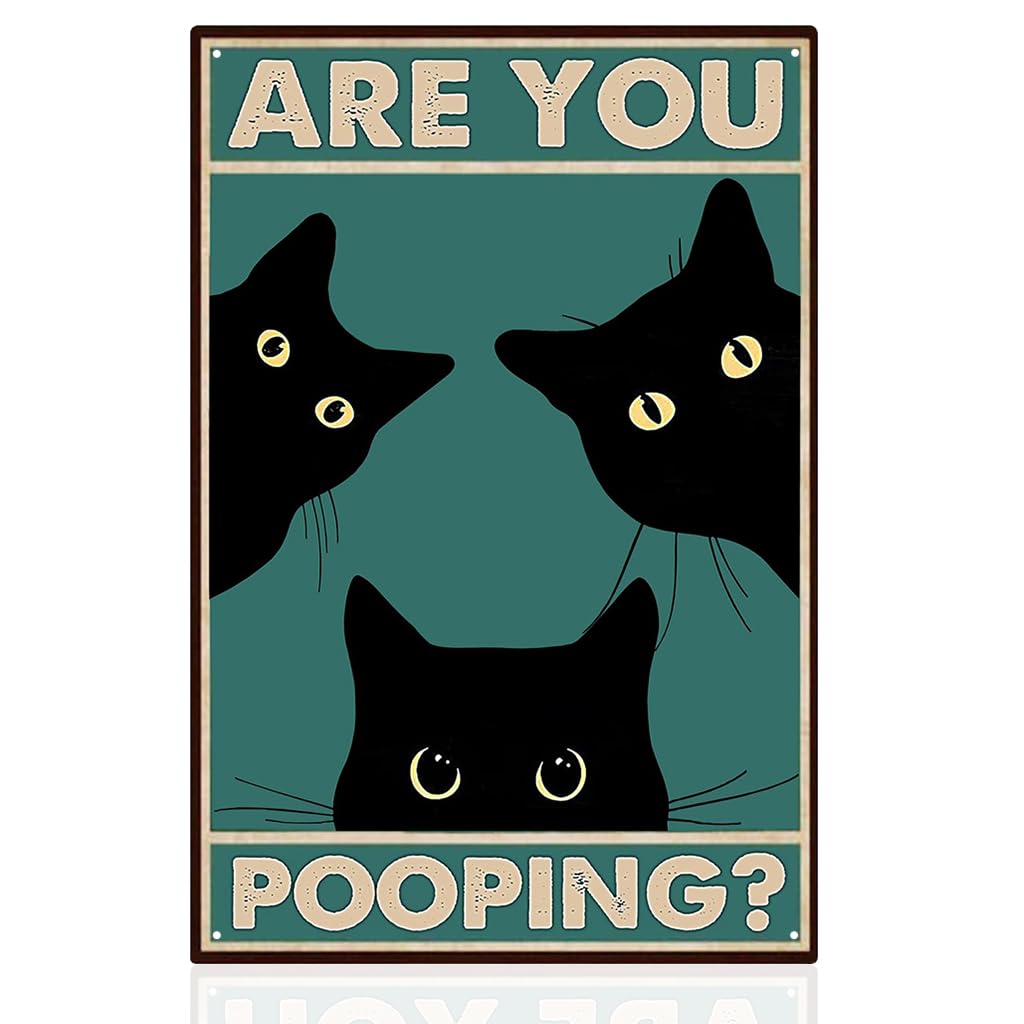 ZIBUYU Funny Black Cat Wall Art for Home Decor and Gift Lovers | Modern Cat Artwork