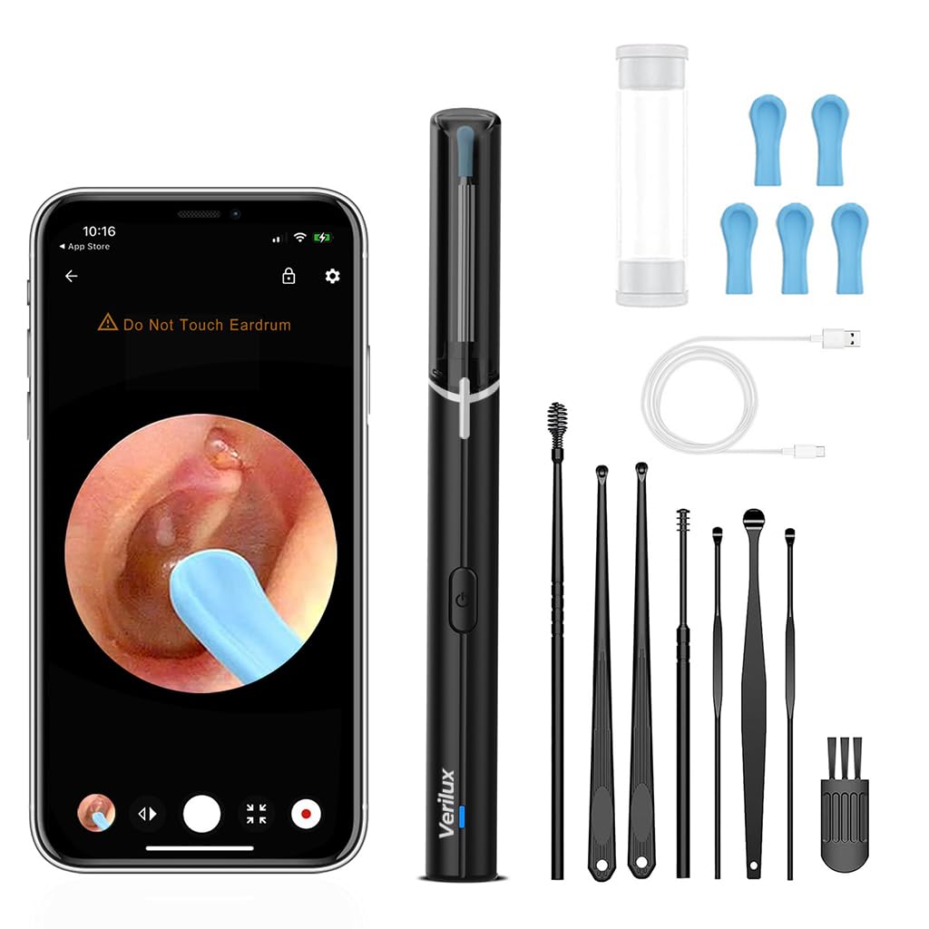 HANNEA® Ear Wax Removal Tool with HD Camera, APP HD Real Time Image Display, LED Wifi Ear Wax Cleaner with 5 Silicone Scoop Tips & Ear Wax Removal Tool Kit, Comaptible for iOS & Android System