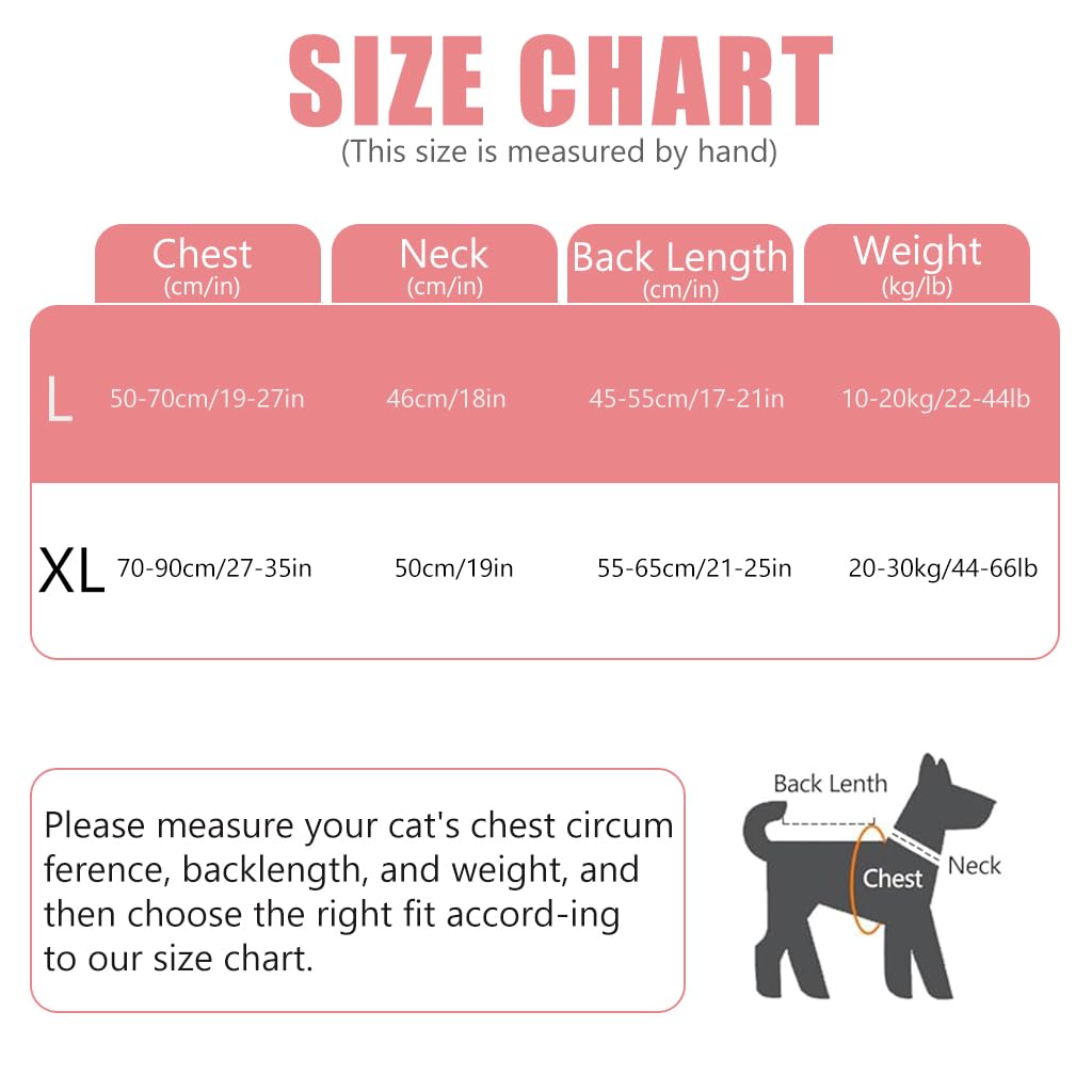 Qpets Dog Recovery Suit for Post Surgery Care featuring Strap Tying Back Design and Pink Cotton Fabric | Size L 45–55 cm Back Length