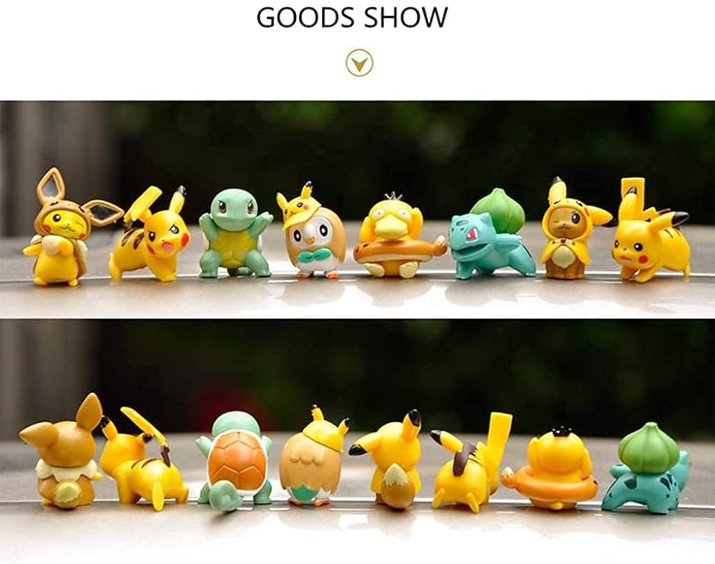 HASTHIP® 8 Pcs Mini Pikachu Figurines Miniature Animal Statue Fairy Garden Accessories Bonsai Craft for Garden Decoration Car Interior Decoration (Yellow)